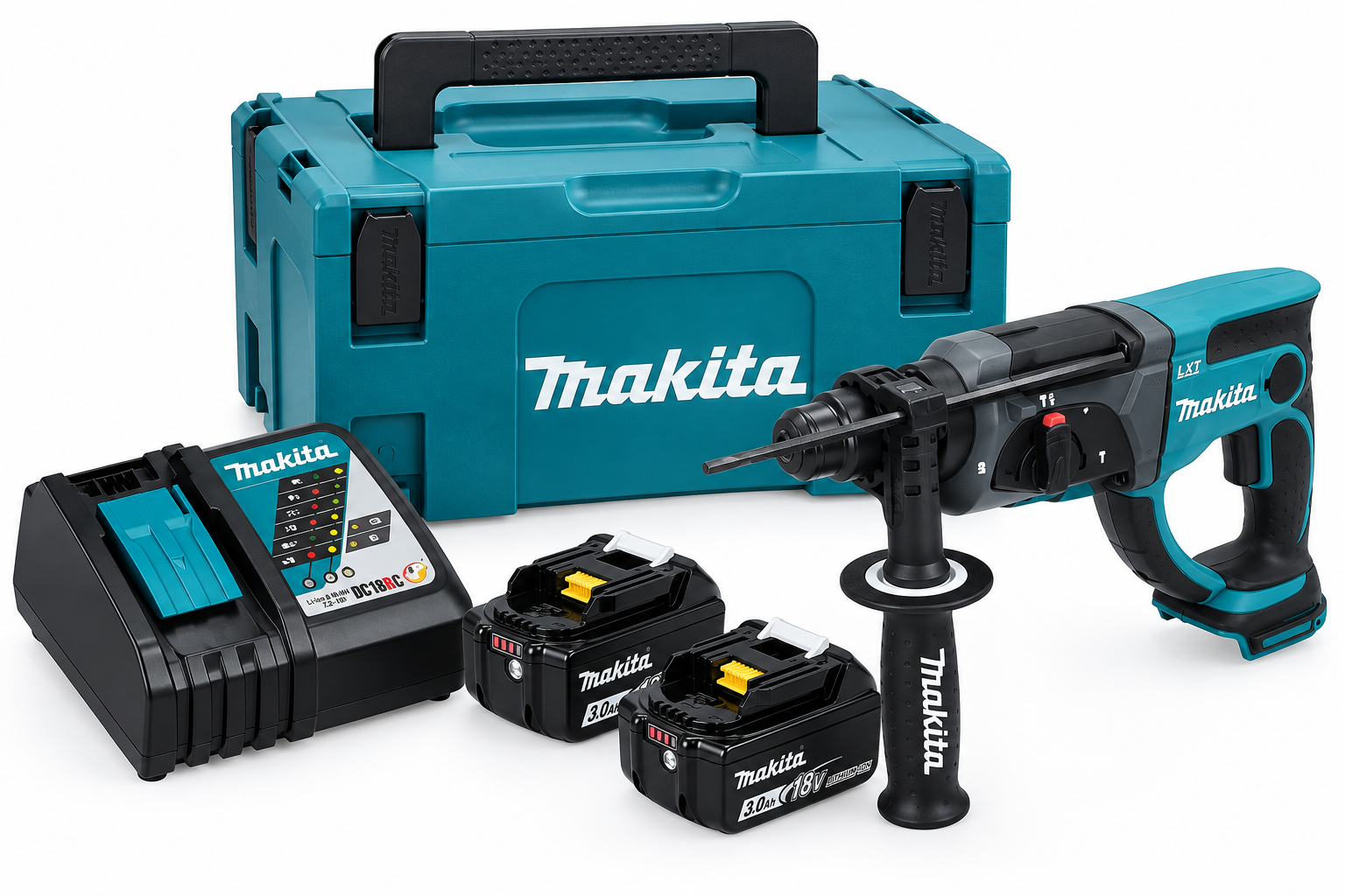Makita DHR202RFJ Akku Kombihammer 18 V 2,0 J SDS Plus + 2x Akku 3,0 Ah + Ladegerät + Makpac