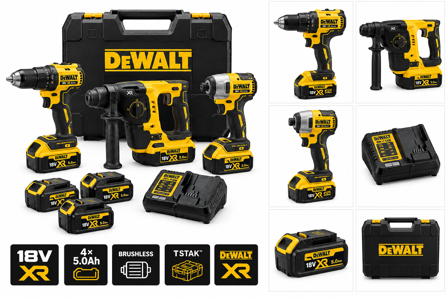 DeWalt DCK1012P4T-QW 18V XR Akku-Kombiset (10-teilig)