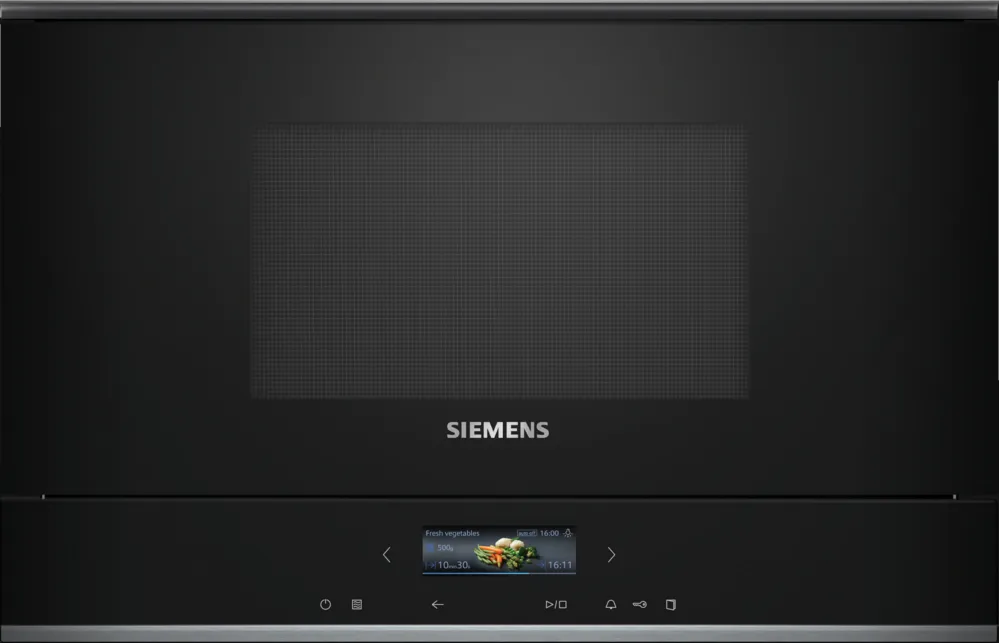 Siemens BF722L1B1 iQ700 kuchenna kuchenka mikrofalowa do zabudowy, czarna, stal szlachetna