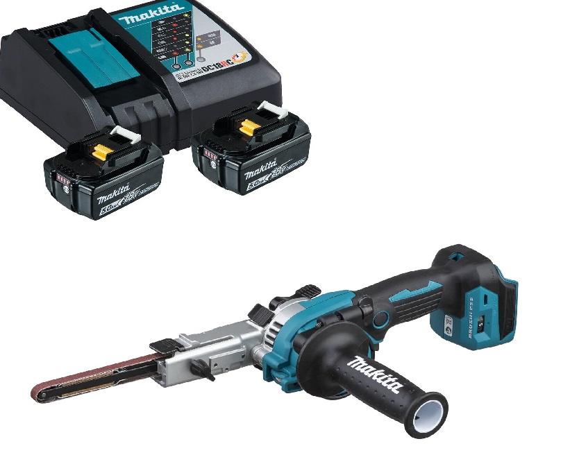 DBS180RT Makita  Akku Bandfeile 18 V 9 x 533 mm Brushless + 2x Akku 5,0 Ah + Ladegerät