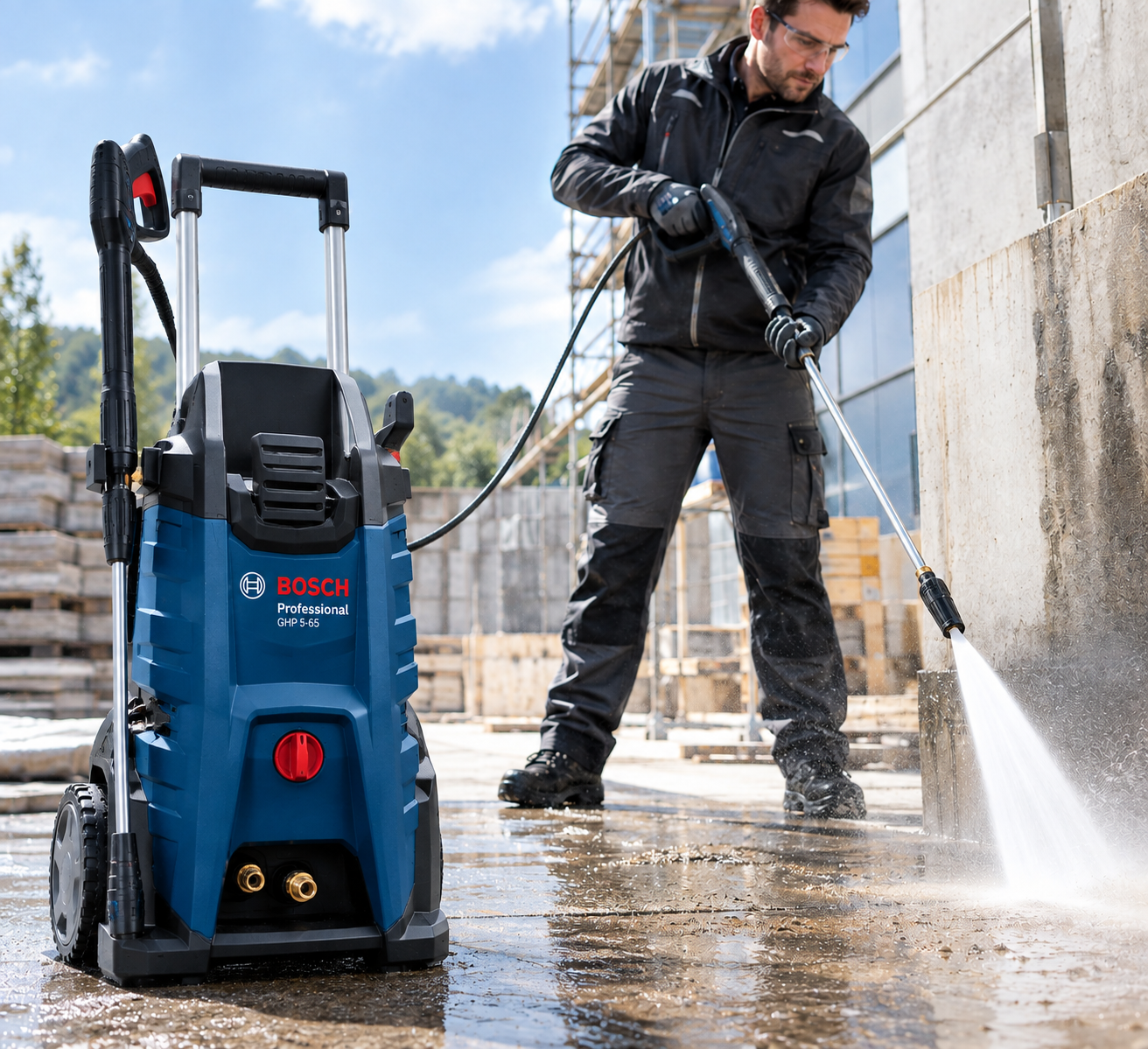 Bosch Professional GHP 5-65 Hochdruckreiniger – 2.400 W, 160 bar, 8,1 l/min (0600910500)
